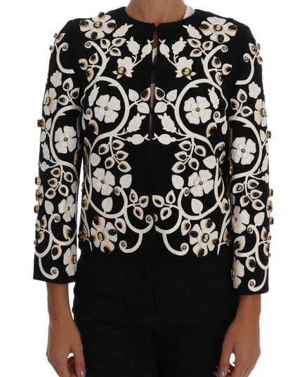 Dolce & Gabbana Black Baroque Floral Crystal Jacket