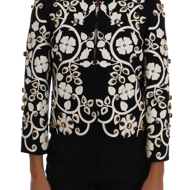 Dolce & Gabbana Black Baroque Floral Crystal Jacket