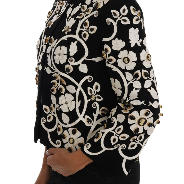 Dolce & Gabbana Black Baroque Floral Crystal Jacket