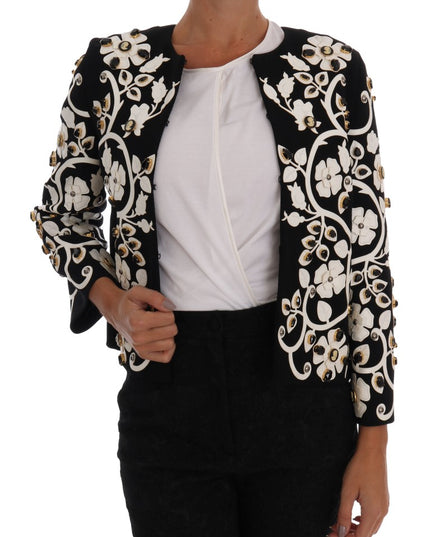Dolce & Gabbana Black Baroque Floral Crystal Jacket
