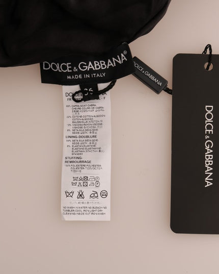 Dolce & Gabbana Black Fur Floral Brocade Zipper Sweater