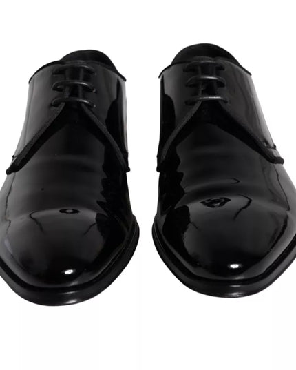Dolce & Gabbana Black Calfskin Leather Derby Men Dress Shoes