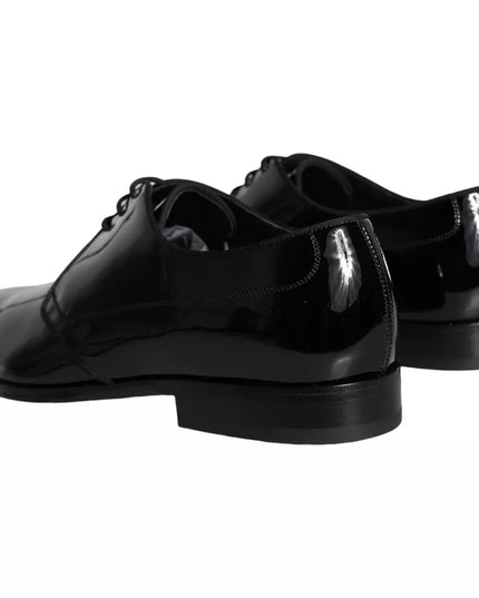 Dolce & Gabbana Black Calfskin Leather Derby Men Dress Shoes