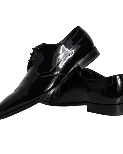 Dolce & Gabbana Black Calfskin Leather Derby Men Dress Shoes