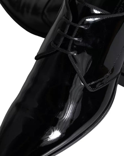 Dolce & Gabbana Black Calfskin Leather Derby Men Dress Shoes