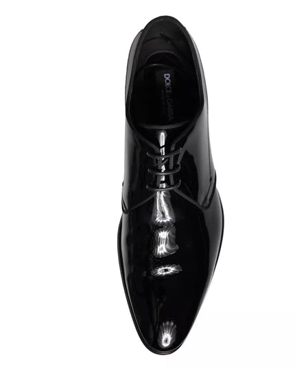 Dolce & Gabbana Black Calfskin Leather Derby Men Dress Shoes