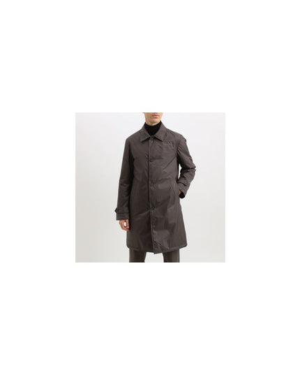 Add Brown Polyester Men's Trench Jacket