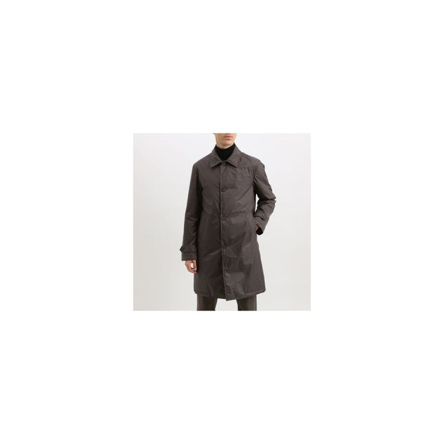 Add Brown Polyester Men's Trench Jacket