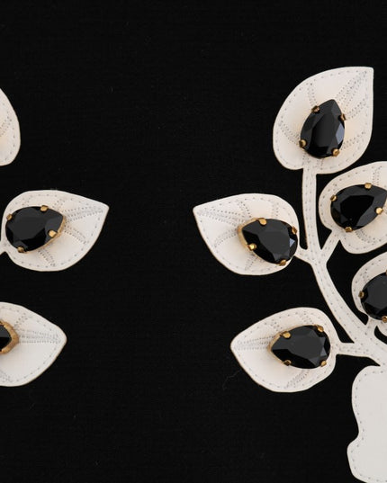 Dolce & Gabbana Black Crystal Floral Pencil Skirt