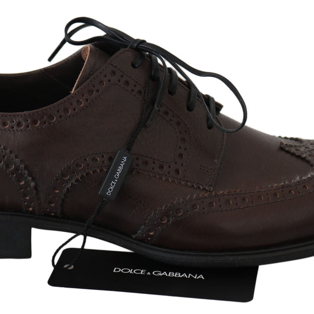 Dolce & Gabbana Brown Leather Brogue Derby Dress Shoes