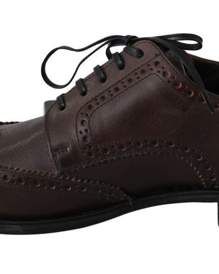 Dolce & Gabbana Brown Leather Brogue Derby Dress Shoes