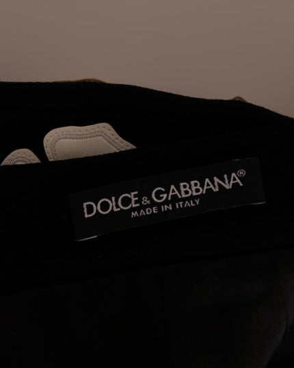 Dolce & Gabbana Black Crystal Floral Pencil Skirt