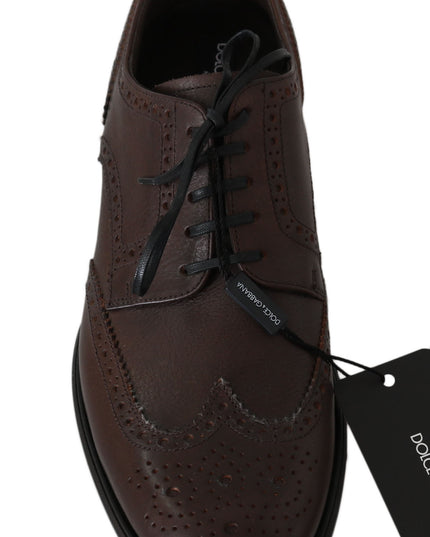 Dolce & Gabbana Brown Leather Brogue Derby Dress Shoes