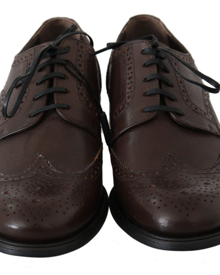 Dolce & Gabbana Brown Leather Brogue Derby Dress Shoes
