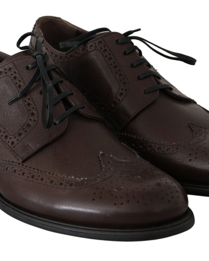 Dolce & Gabbana Brown Leather Brogue Derby Dress Shoes