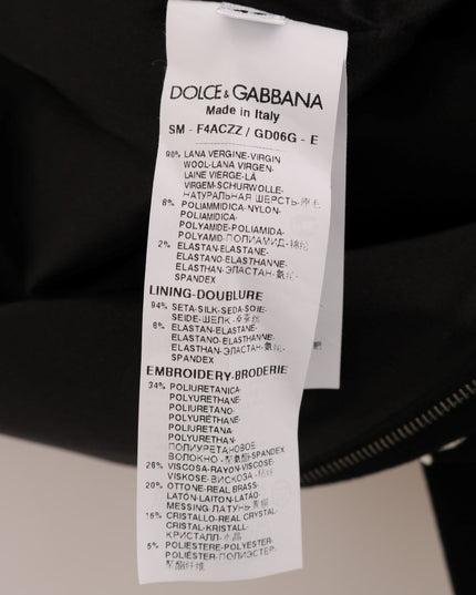 Dolce & Gabbana Black Crystal Floral Pencil Skirt