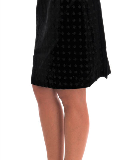 Dolce & Gabbana Dark Green Baroque Velvet Pencil Skirt