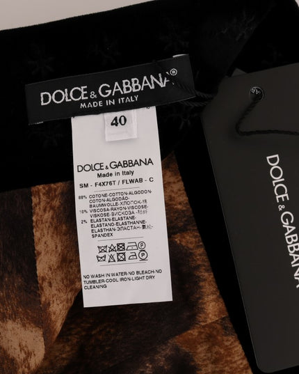 Dolce & Gabbana Dark Green Baroque Velvet Pencil Skirt