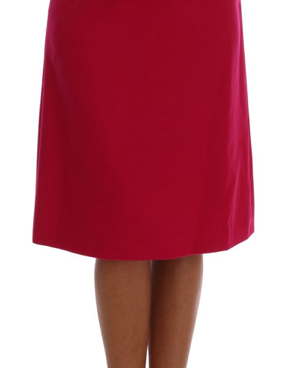 Dolce & Gabbana Pink Wool Knee Long A-Line Skirt
