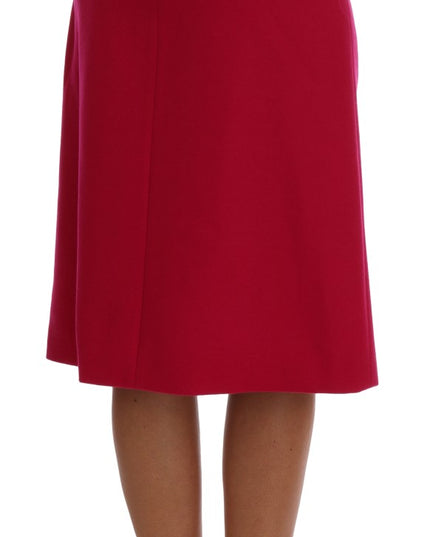 Dolce & Gabbana Pink Wool Knee Long A-Line Skirt