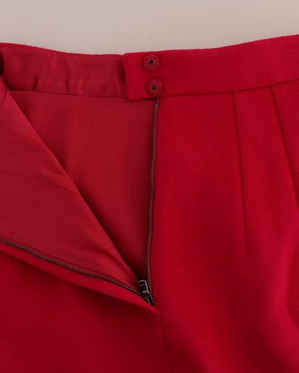 Dolce & Gabbana Pink Wool Knee Long A-Line Skirt