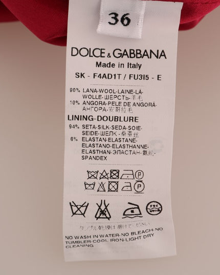 Dolce & Gabbana Pink Wool Knee Long A-Line Skirt