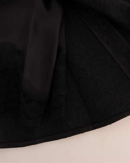 Dolce & Gabbana Black Floral Jacquard Silk A-Line Skirt