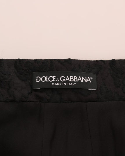 Dolce & Gabbana Black Floral Jacquard Silk A-Line Skirt