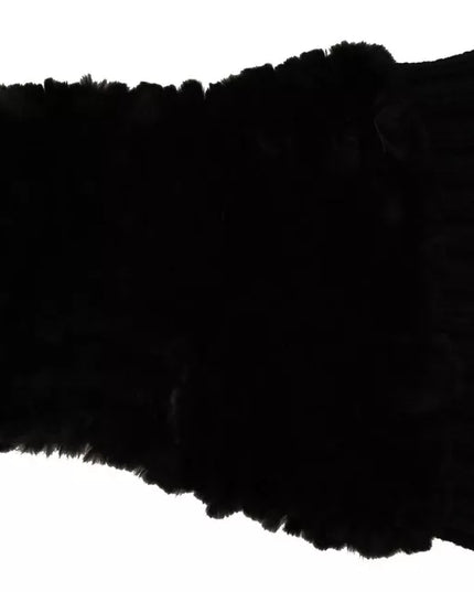 Dolce & Gabbana Black Silver Fox Fur Cashmere Hooded Scarf