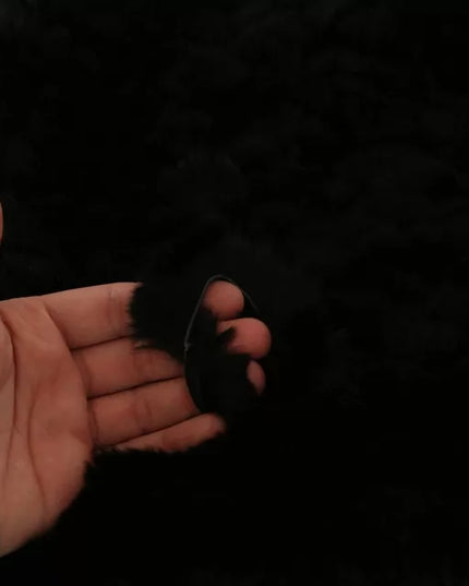 Dolce & Gabbana Black Silver Fox Fur Cashmere Hooded Scarf