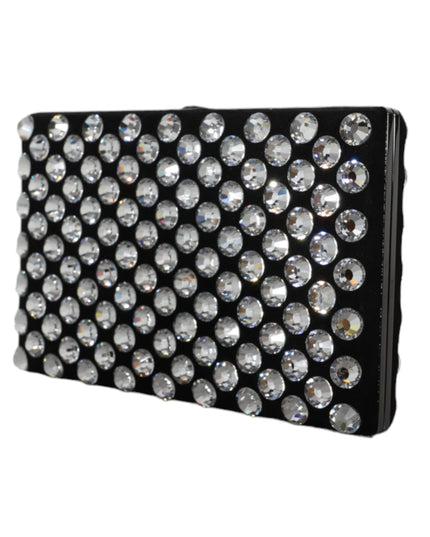 Dolce & Gabbana Black Velvet Crystal Clutch Evening Party Purse Bag