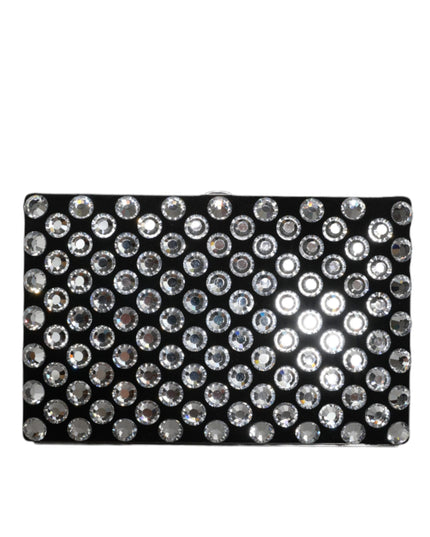 Dolce & Gabbana Black Velvet Crystal Clutch Evening Party Purse Bag