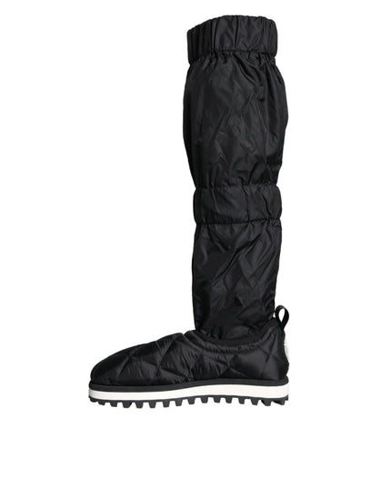 Dolce & Gabbana Black Quilted High Top Boots Sneakers Shoes