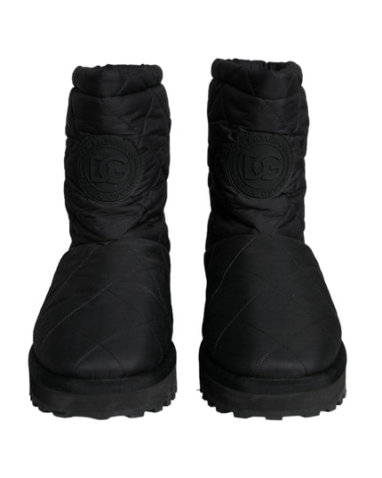 Dolce & Gabbana Black Nylon Padded Mid Calf Men Boots Shoes