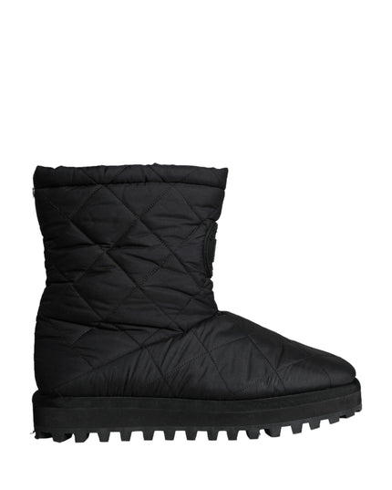 Dolce & Gabbana Black Nylon Padded Mid Calf Men Boots Shoes