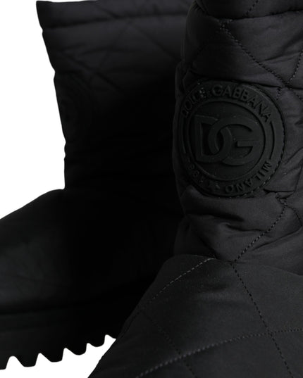 Dolce & Gabbana Black Nylon Padded Mid Calf Men Boots Shoes