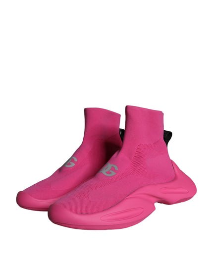 Dolce & Gabbana Pink Logo Print Slip On Socks Sneakers Shoes