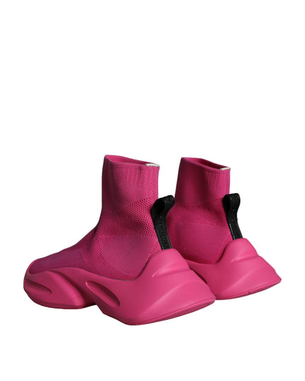 Dolce & Gabbana Pink Logo Print Slip On Socks Sneakers Shoes