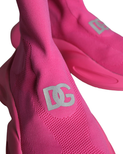 Dolce & Gabbana Pink Logo Print Slip On Socks Sneakers Shoes