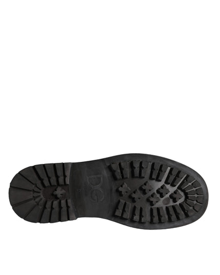 Dolce & Gabbana Black Lace Up Mid Calf Boots Men Shoes