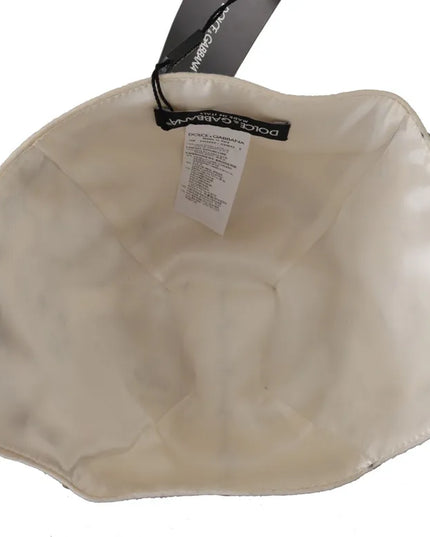 Dolce & Gabbana White Black Wool Embroidered Cameo Brooch Hat