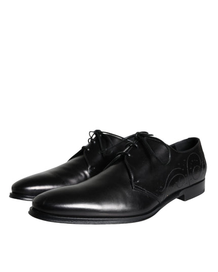 Dolce & Gabbana Black Calfskin Leather Derby Men Dress Shoes