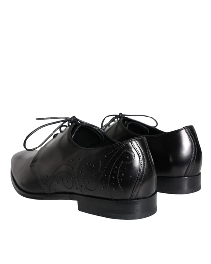 Dolce & Gabbana Black Calfskin Leather Derby Men Dress Shoes