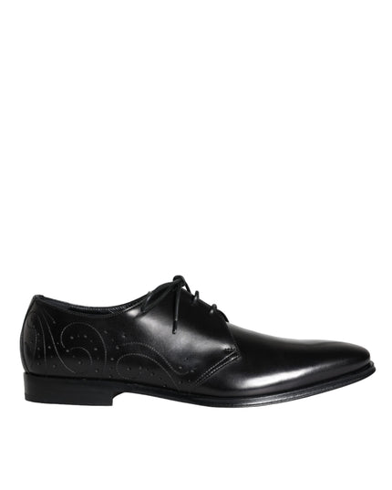 Dolce & Gabbana Black Calfskin Leather Derby Men Dress Shoes