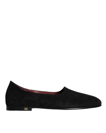 Dolce & Gabbana Black Suede Loafers Formal Slip On Shoes