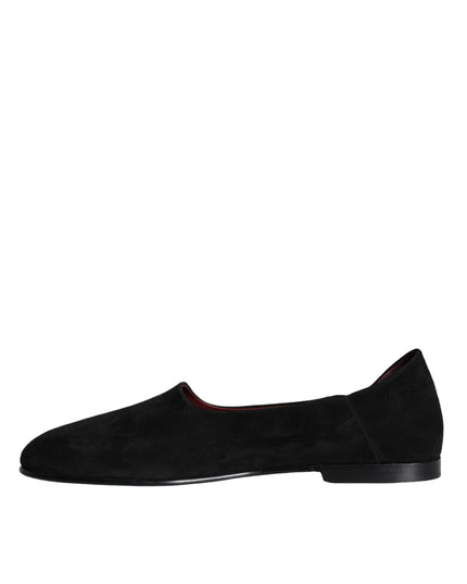 Dolce & Gabbana Black Suede Loafers Formal Slip On Shoes