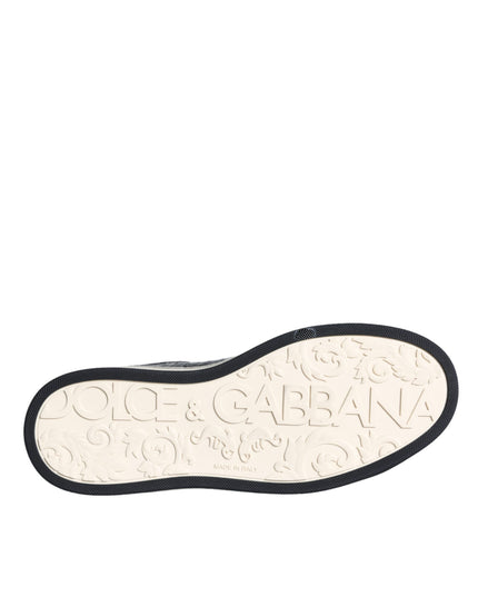 Dolce & Gabbana Black Leather Men Low Top Sneakers Shoes