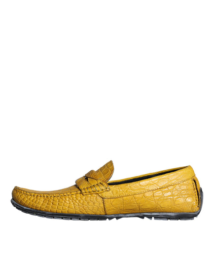 Dolce & Gabbana Yellow Leather Slip Mocassin Loafers Shoes