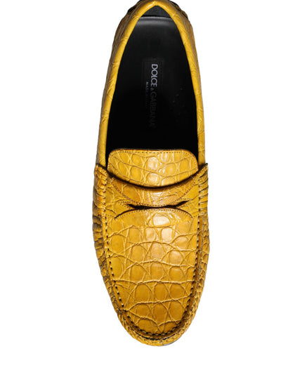 Dolce & Gabbana Yellow Leather Slip Mocassin Loafers Shoes
