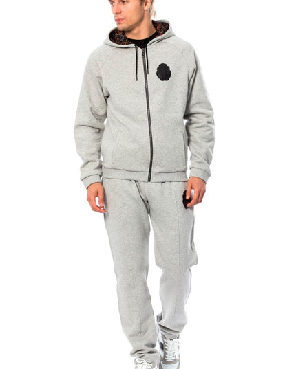 Billionaire Italian Couture Gray Cotton Hooded Sweatsuit